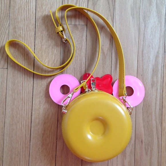 Minnie Mouse Donut Ears Zip Crossbody Bag Purse - Picture 2 of 4
